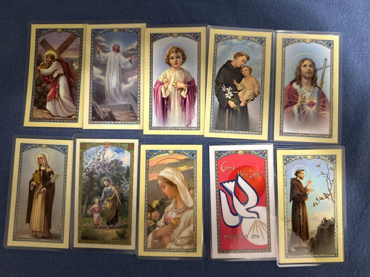 Laminated Holy Cards 31 - Made in Italy Lot of 12, Various Saints/Prayers, See Pictures