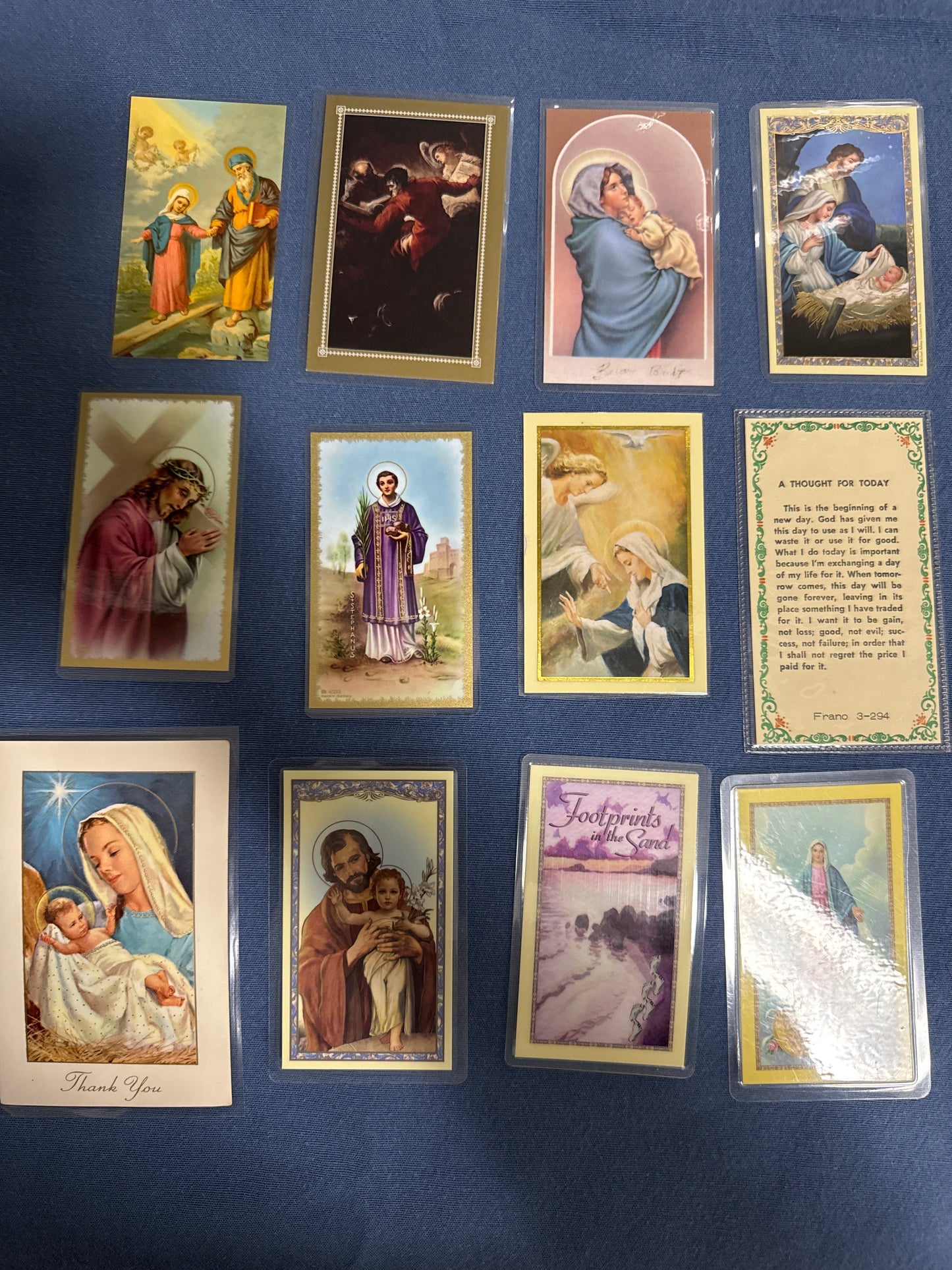 Laminated Holy Cards 5 - Lot of 12, various saints and prayers, see pictures