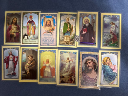 Laminated Holy Cards 24 - Made in Italy Lot of 12, Various Saints/Prayers, See Pictures