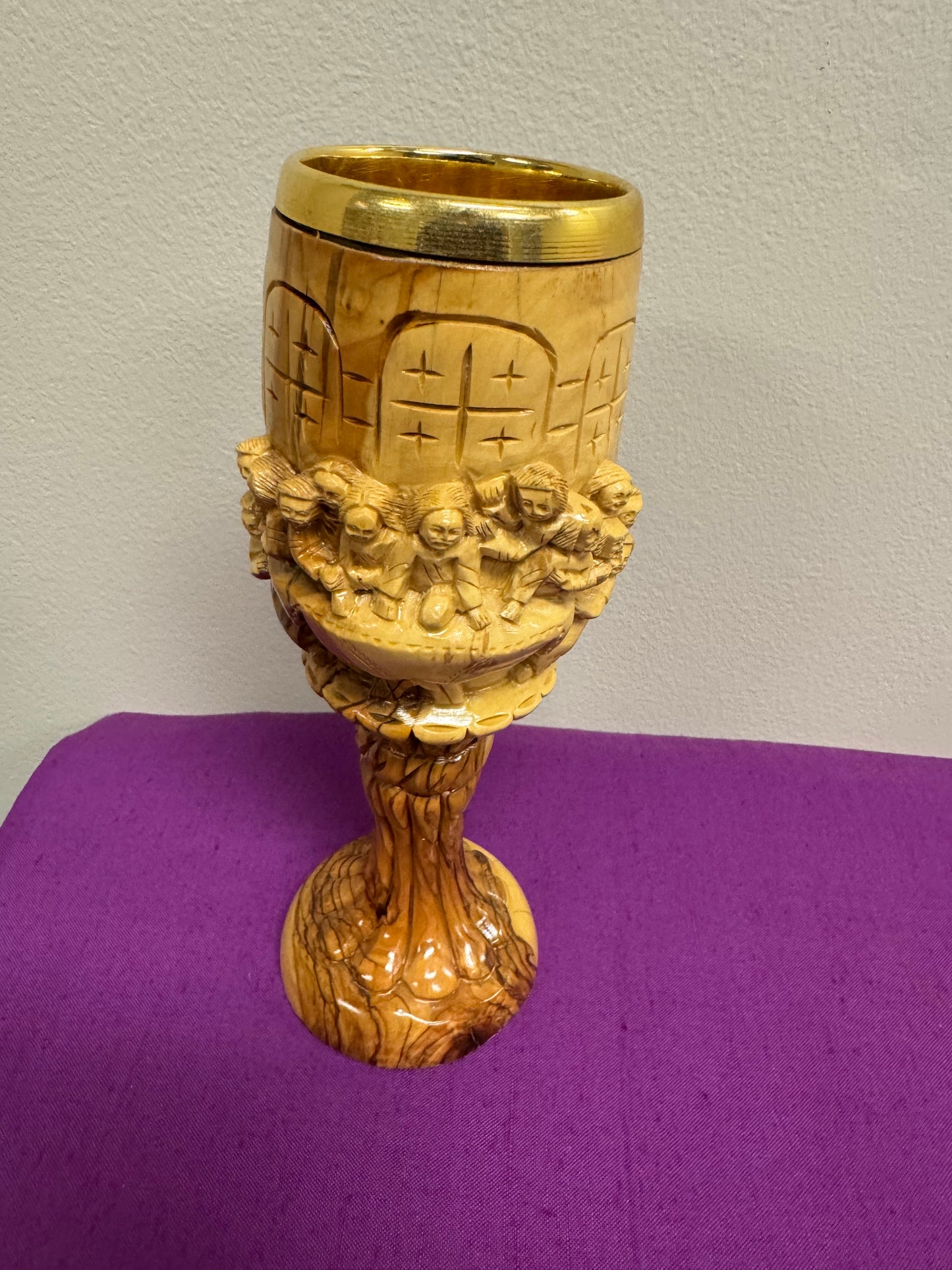 Chalice 11 - 9.25" Jerusalem Olive Wood Chalice Made in Israel