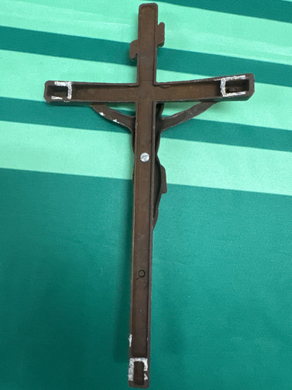 Crucifix 25 - beautiful sturdy brass antique 11.5”x6”