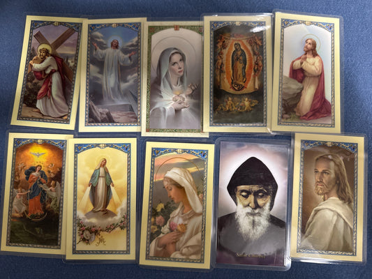 Laminated Holy Cards 32 - Made in Italy Lot of 12, Various Saints/Prayers, See Pictures