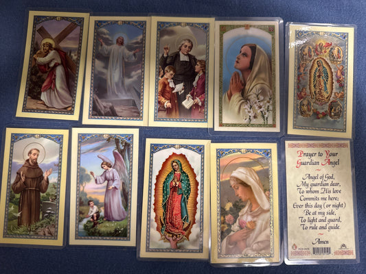 Laminated Holy Cards 33 - Made in Italy Lot of 12, Various Saints/Prayers, See Pictures