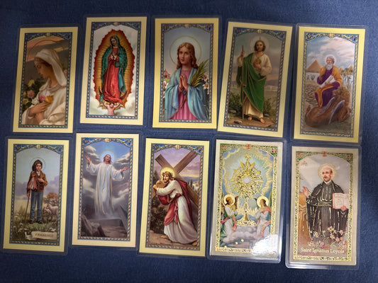 Laminated Holy Cards 34 - Made in Italy Lot of 12, Various Saints/Prayers, See Pictures
