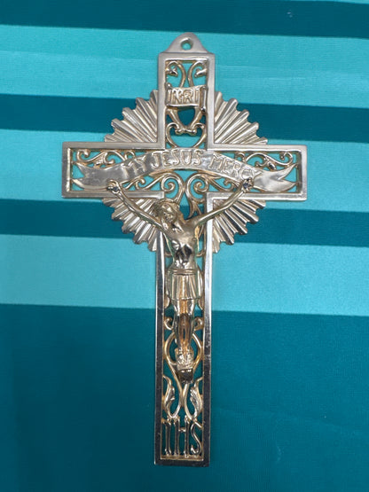 Crucifix 11 - gorgeous brass 9”x5.5” my Jesus mercy