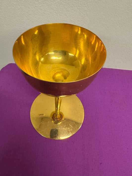 Chalice 7 - 7.25" Sturdy Liturigical Chalice Flat Bottom Thin Stem
