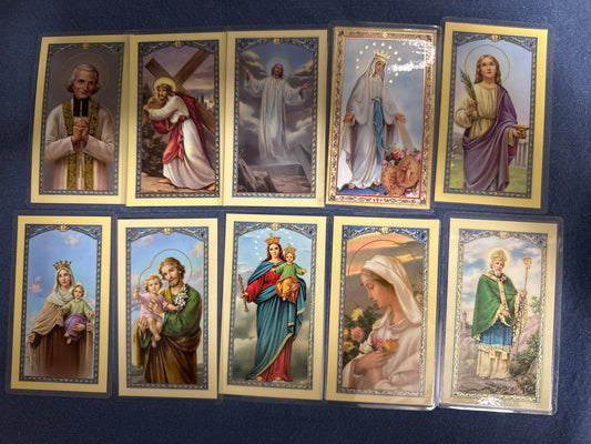 Laminated Holy Cards 30 - Made in Italy Lot of 12, Various Saints/Prayers, See Pictures