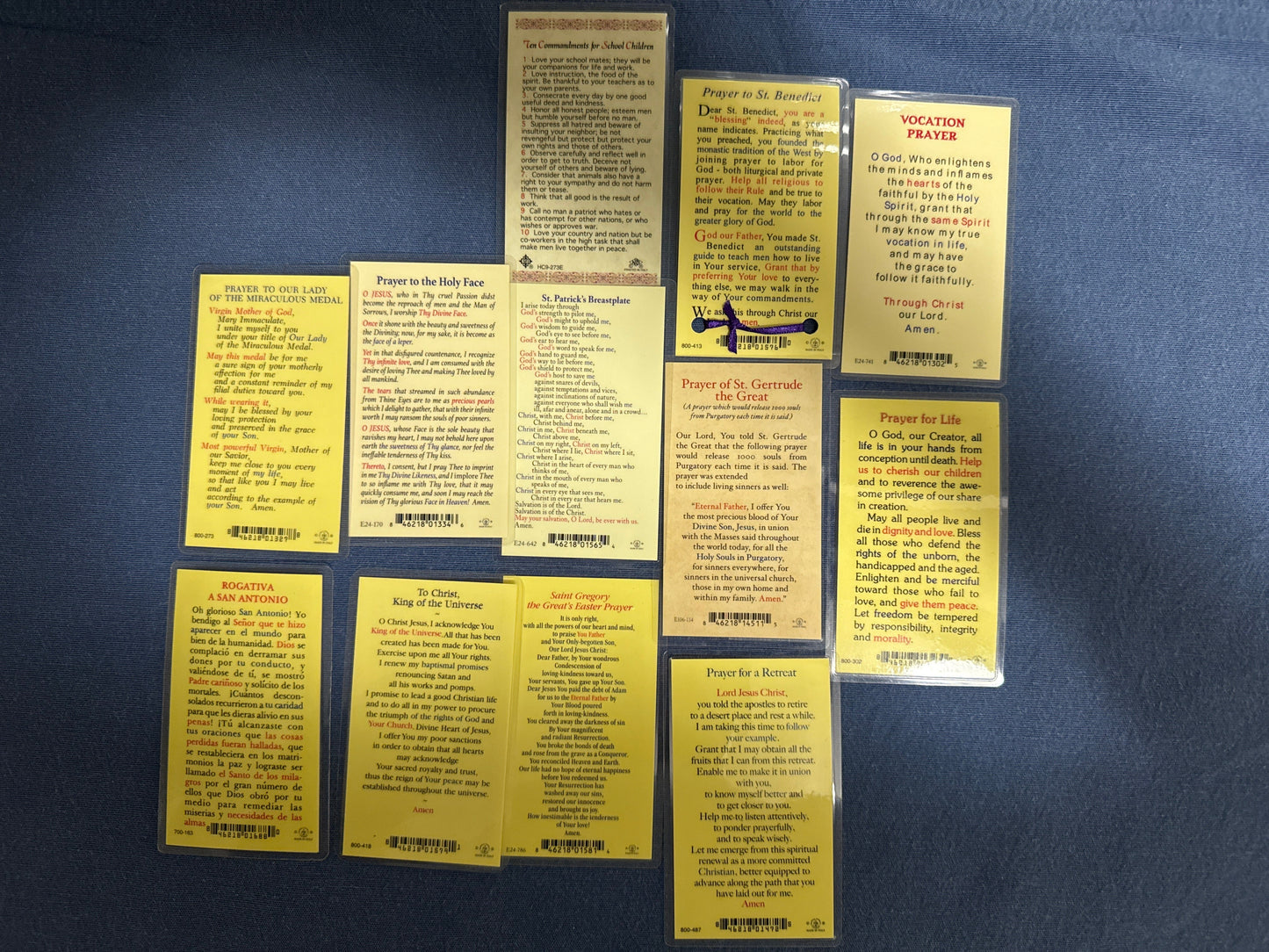 Laminated Holy Cards 23 - Made in Italy Lot of 12, Various Saints/Prayers, See Pictures