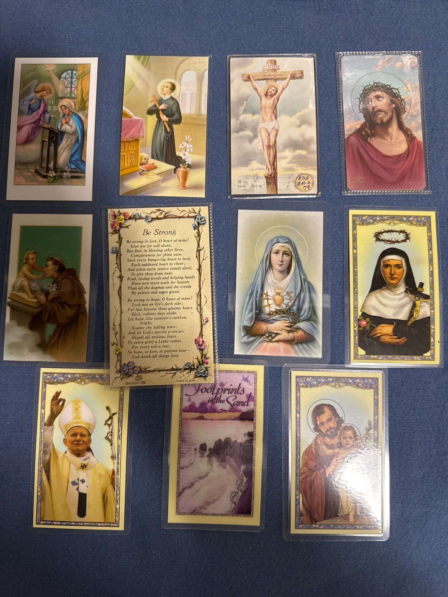 Laminated Holy Cards 9 - Lot of 11, various saints and prayers, see pictures