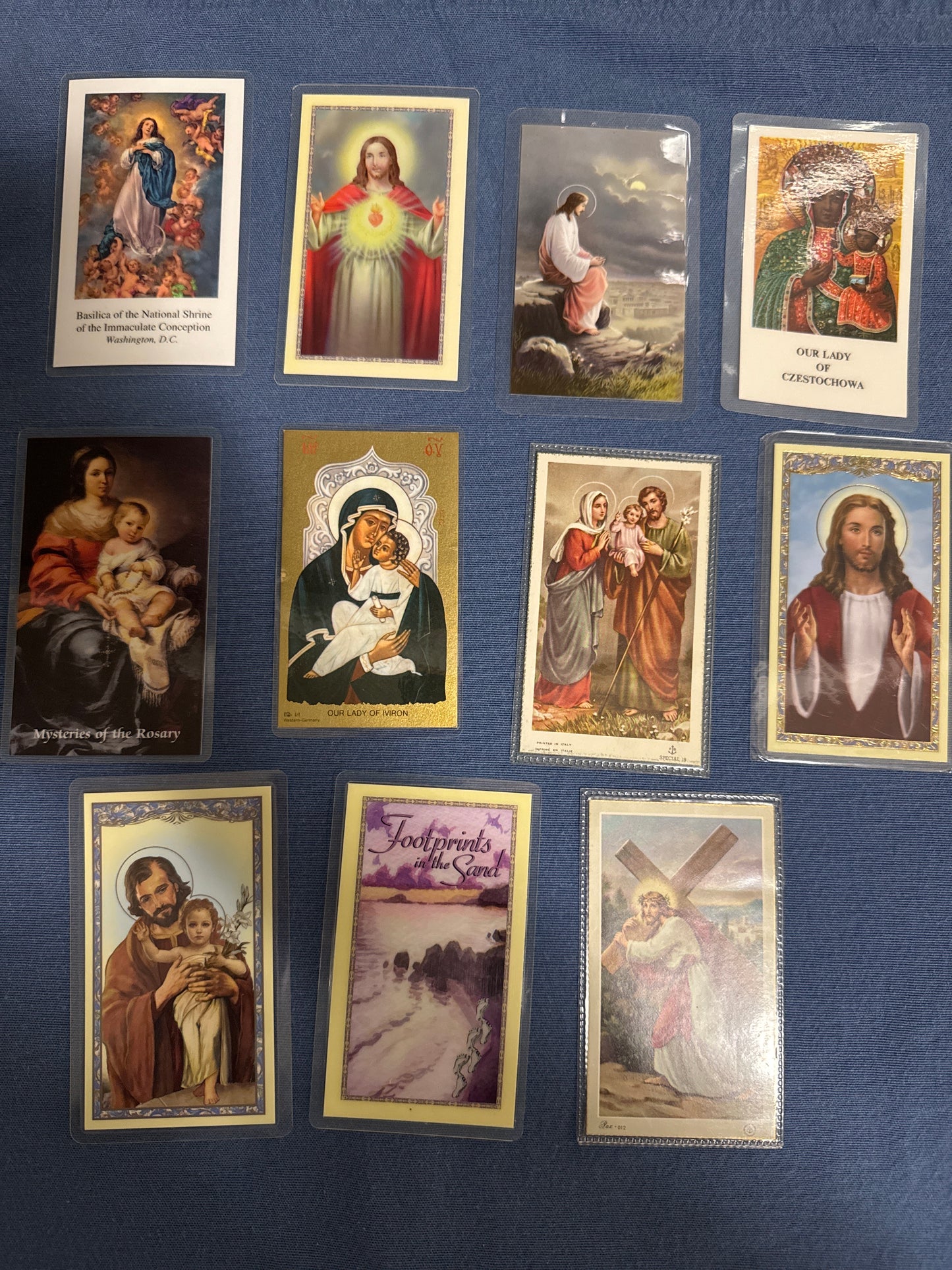 Laminated Holy Cards 6 - Lot of 11, various saints and prayers, see pictures