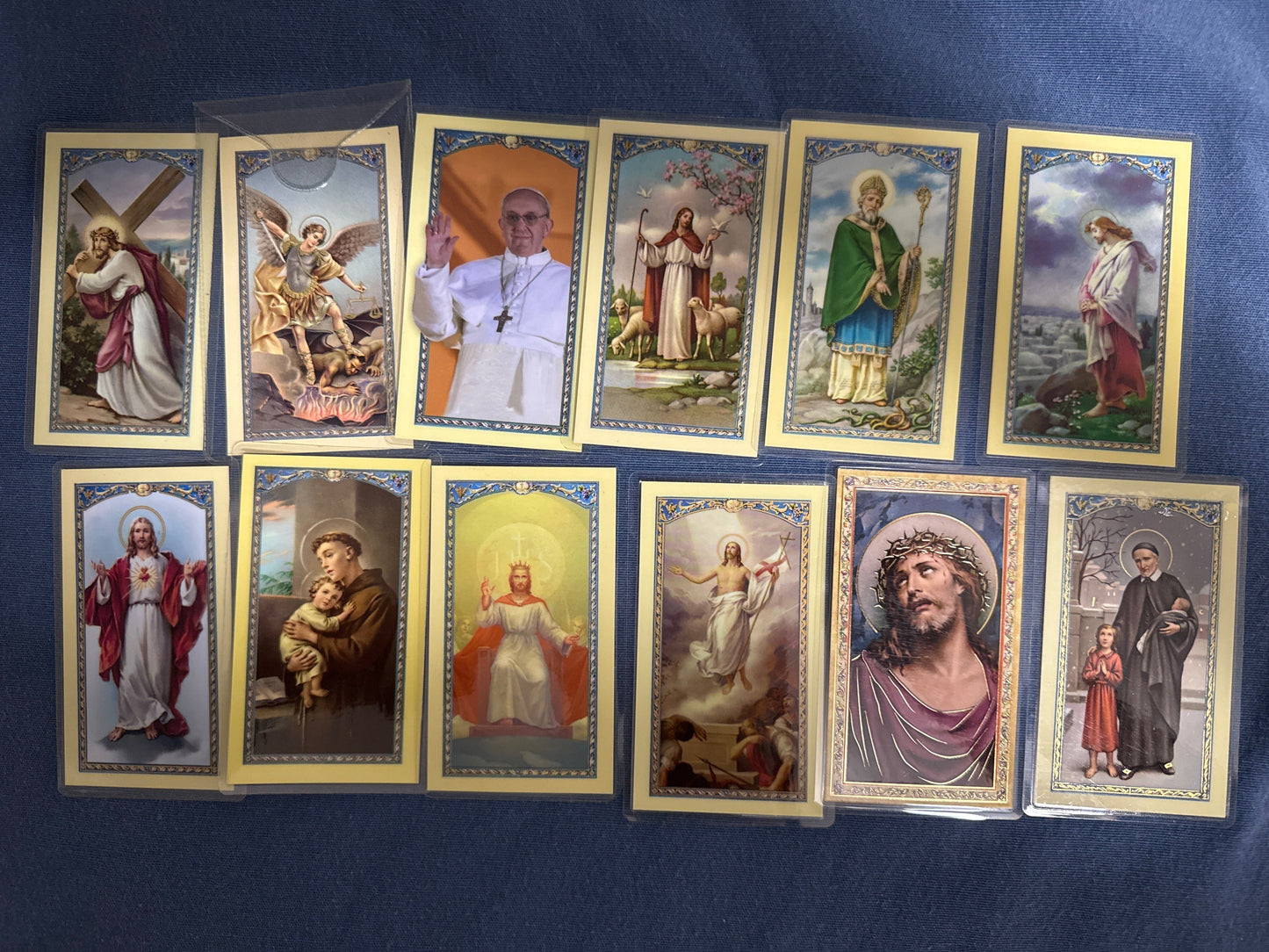 Laminated Holy Cards 19 - Made in Italy Lot of 12, Various Saints/Prayers, See Pictures