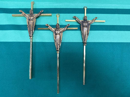 Crucifix 44 - lot of 3 brass 10”x5”