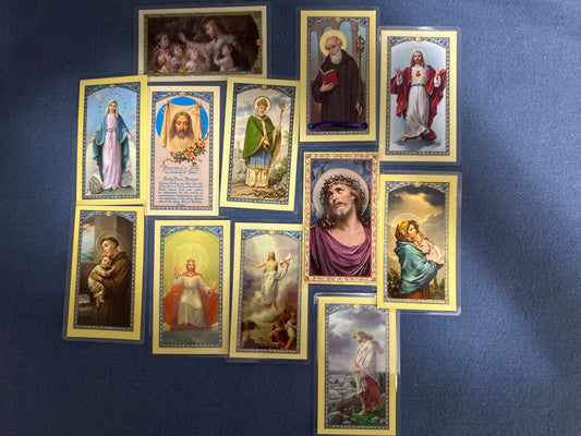 Laminated Holy Cards 23 - Made in Italy Lot of 12, Various Saints/Prayers, See Pictures