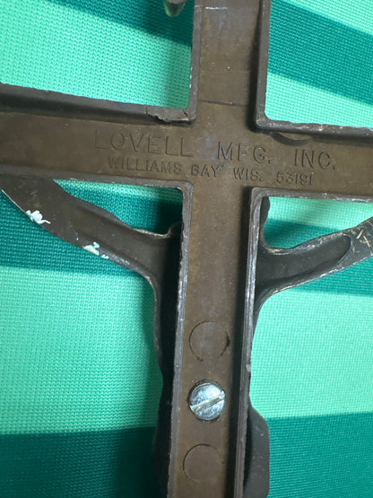 Crucifix 25 - beautiful sturdy brass antique 11.5”x6”