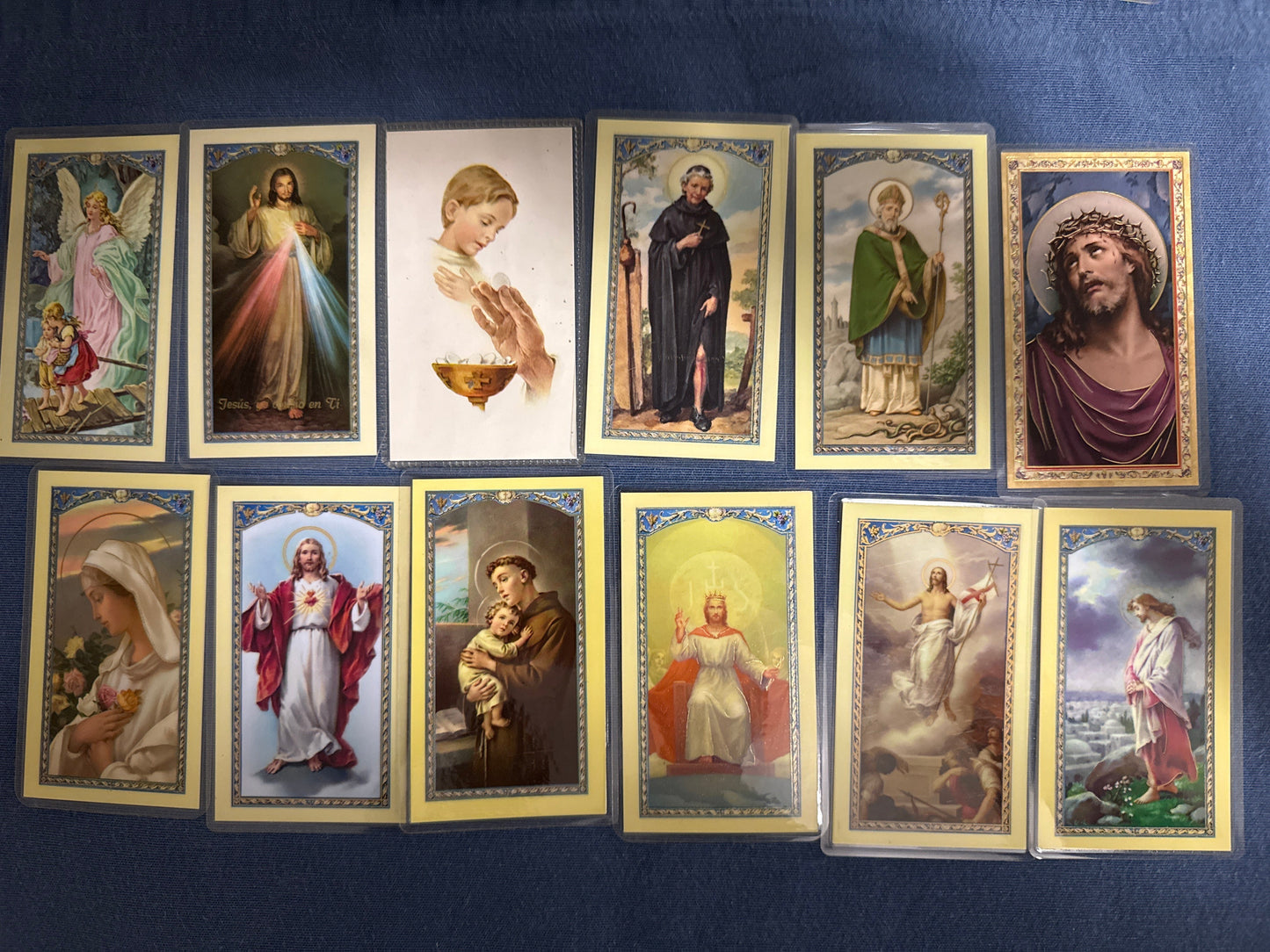 Laminated Holy Cards 15 - Made in Italy Lot of 12, Various Saints/Prayers, See Pictures
