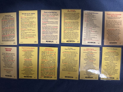 Laminated Holy Cards 18 - Made in Italy Lot of 12, Various Saints/Prayers, See Pictures