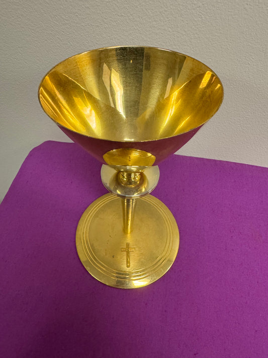 Chalice 5 - 8.25" Strudy Liturigical Chalice Flat Bottom Thin Stem