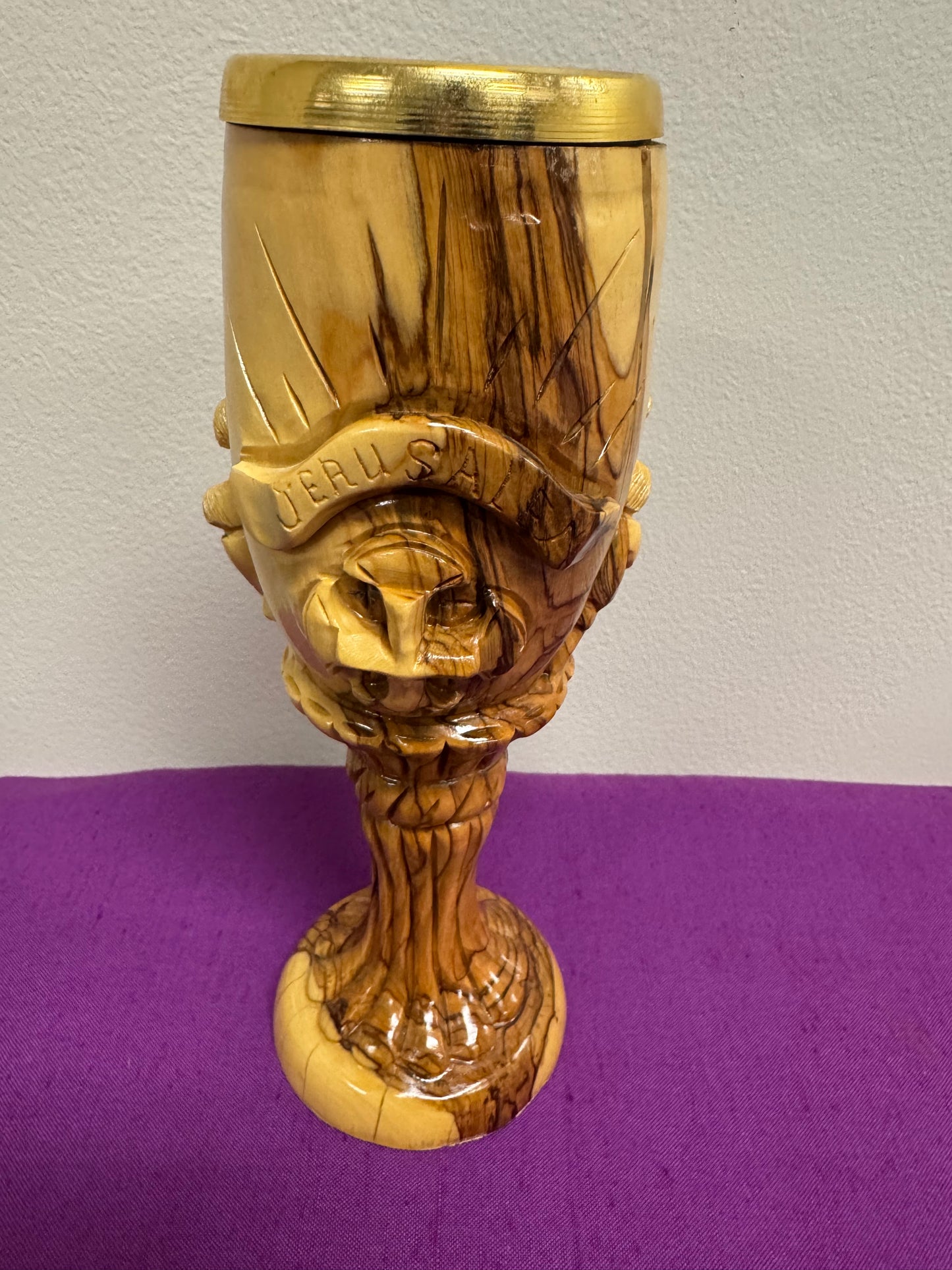 Chalice 11 - 9.25" Jerusalem Olive Wood Chalice Made in Israel